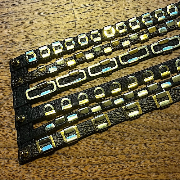 Authentic Vuitton Rare 6 Strap Monogram Silver Hardware Runway Cuff Bracelet - Picture 3 of 9